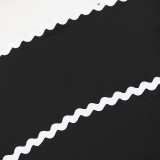 Solid Contrast Wave Ribbon Splicing Cami Maxi Dress