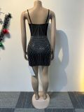 Sexy Rhinestone See-through Cami Bodycon Dress