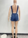 Pockets Fashion One-Piece Suspender Denim Shorts