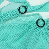 Sexy Halter Neck Mesh Slim High Slit Beach Solid Maxi Dress