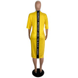 Fashion African Half Sleeve Print Slit Midi Dress