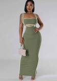 Sexy Suspender Bodycon Maxi Dress with Bandeau Top