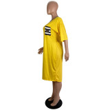 Fashion African Half Sleeve Print Slit Midi Dress