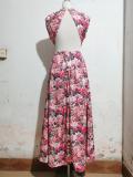 Printed Sleeveless Floral Open Back Slim Waist Chic Maxi Dress