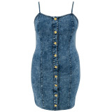 Plus Size Denim Sleeveless Cami Bodycon Short Dress