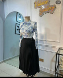 Chic Lace-up Irregular Pleated Solid Long Skirt