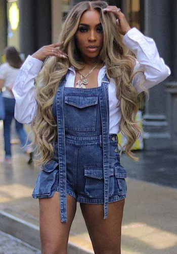Pockets Fashion One-Piece Suspender Denim Shorts