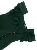 Chic Square Neck Bow Beaded Short Sleeve Party Dress