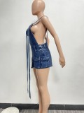 Pockets Fashion One-Piece Suspender Denim Shorts
