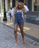 Pockets Fashion One-Piece Suspender Denim Shorts
