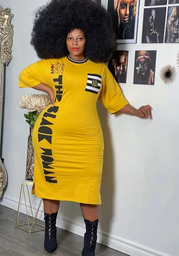 Fashion African Half Sleeve Print Slit Midi Dress