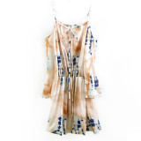 Beach Tie Dye Strap Cold Shoulder Casual Short Dress