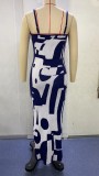 Fashion Sexy Printed Slim Fit Straps Maxi Dress