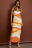 Fashion Sexy Printed Slim Fit Straps Maxi Dress