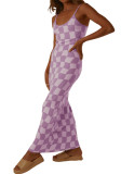 Fashion Sexy Printed Slim Fit Straps Maxi Dress