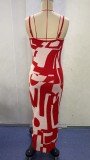 Fashion Sexy Printed Slim Fit Straps Maxi Dress