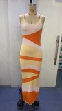Fashion Sexy Printed Slim Fit Straps Maxi Dress