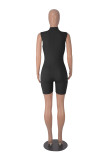 Zip Up Sleeveless Solid Tight Rompers