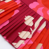 Stylish Chic Printed Sleeveless Patchwork Pleated Dress