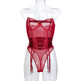 Transparent Straps Corset Bodysuit Sexy Garter Lingerie