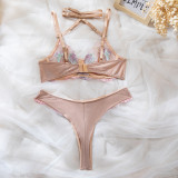Sexy Flower Embroidered See Through Mesh Lingerie Set