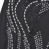 Sexy Black Slash Shoulder Beaded Maxi Dress