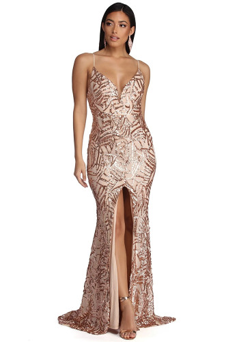 Sequin Sequin Embellished Cami Evening Dress