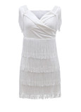 Fashion Solid Off Shoulder Tassel Bodycon Dress