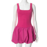 Solid Sleeveless Patchwork Chic Short Dress