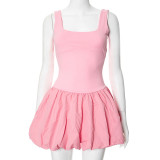 Solid Sleeveless Patchwork Chic Short Dress