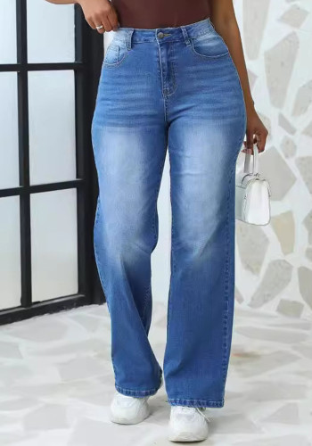 Straight Leg Loose Casual Retro Denim Pants