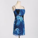 Women Mesh Printed Sexy Cami Dress