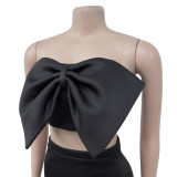 Women Bow Decor Strapless Mermaid Midi Dress