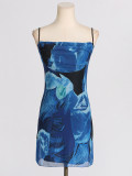 Women Mesh Printed Sexy Cami Dress