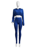 Sexy Drawstring Short Jacket and High Waist Pants 2 piece Set
