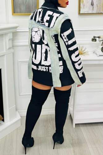 Steet Style Women's Denim Patchwork Fashion Outerwear
