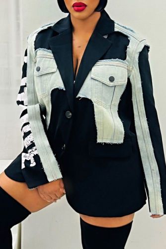 Steet Style Women's Denim Patchwork Fashion Outerwear