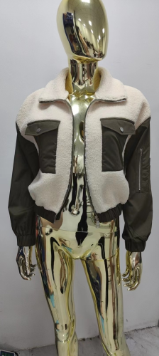 Winter Patchwork Burbur Pocketed Warm Jacket