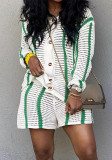 Contrast Long Sleeve Knitted Sweater Shorts 2-Piece Set