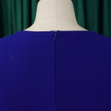 Elegant 3/4 Sleeve Solid Pleated Midi Dress