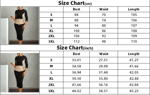 Chic 3/4 Sleeve Elegant Color Splicing OL Bodycon Dress