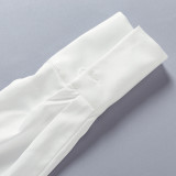 White Slim Waist Hollow Out Lace-Up Long Sleeve Shirt Top