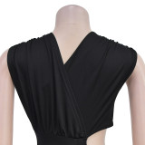 Solid Sleeveless Cut Out V Neck Maxi Dress
