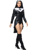 Halloween Pu Leather Punk Nun Costume 3PCS