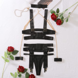Erotic Bandage Black Hollow Out Sexy Lingerie Set