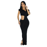 Solid Sleeveless Cut Out V Neck Maxi Dress