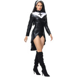 Halloween Pu Leather Punk Nun Costume 3PCS