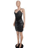 Rhinestone Sexy Cami V-neck Sequin Bodycon Party Dress