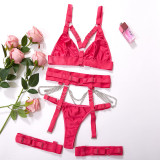 Sexy Metal Chain Black 3pcs Lingerie Set