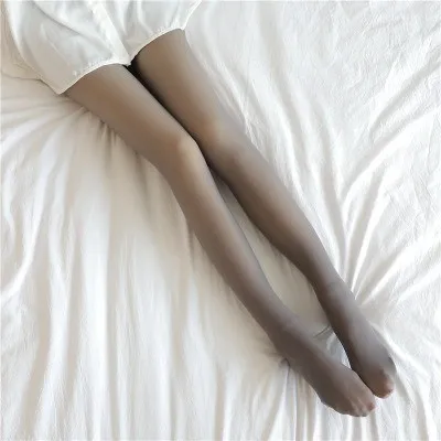 Winter Women Fake Translucent Fleece Lined Tights Sheer Warm Pantyhose
